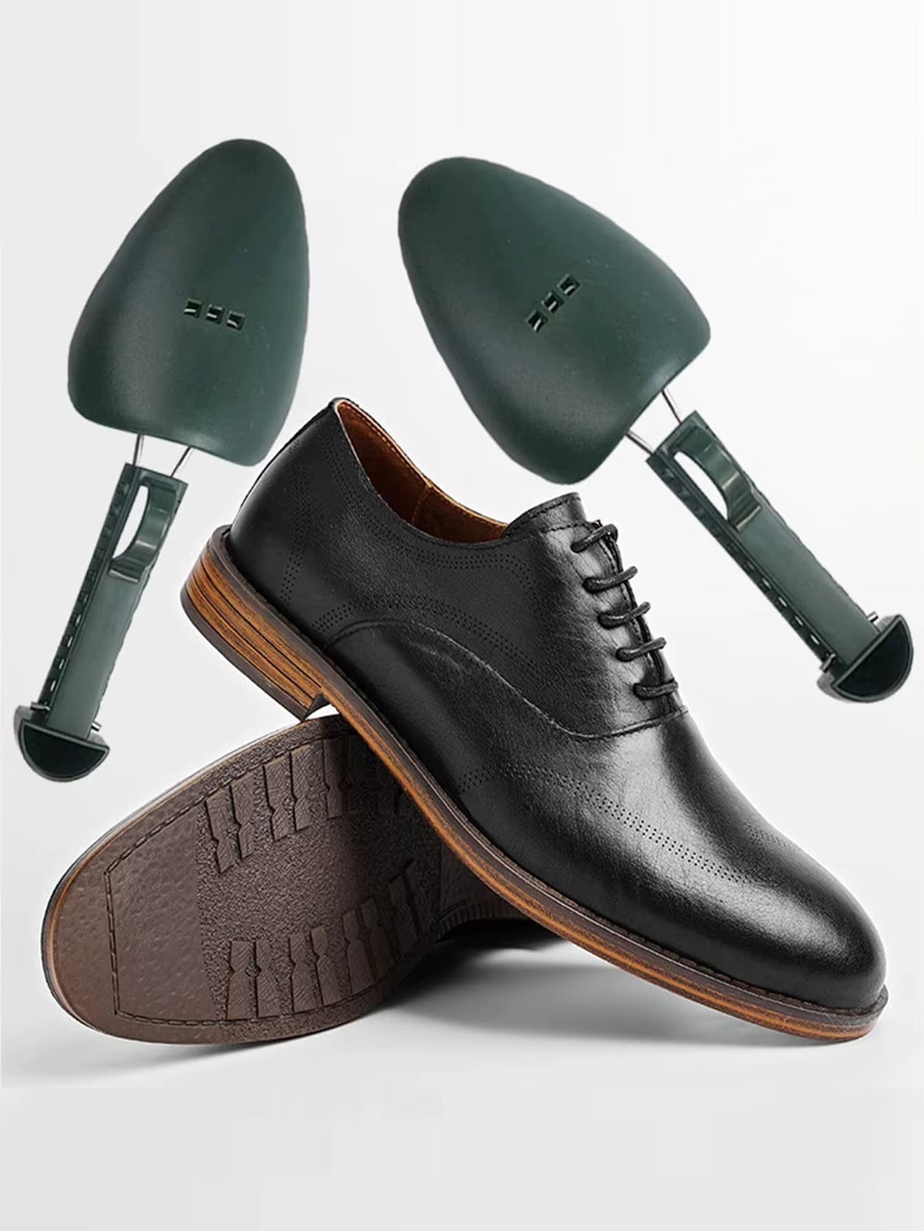 1Pair Unisex Black Adjustable Plastic Shoe Trees, Pu Leather Shoe Lasts, Sports Shoe Shapers, Shoe Stretchers, Shoe Covers.
